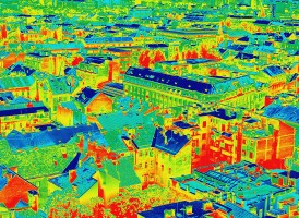 Thermal ariel shot of city