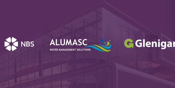 NBS and Alumasc logos on purple background